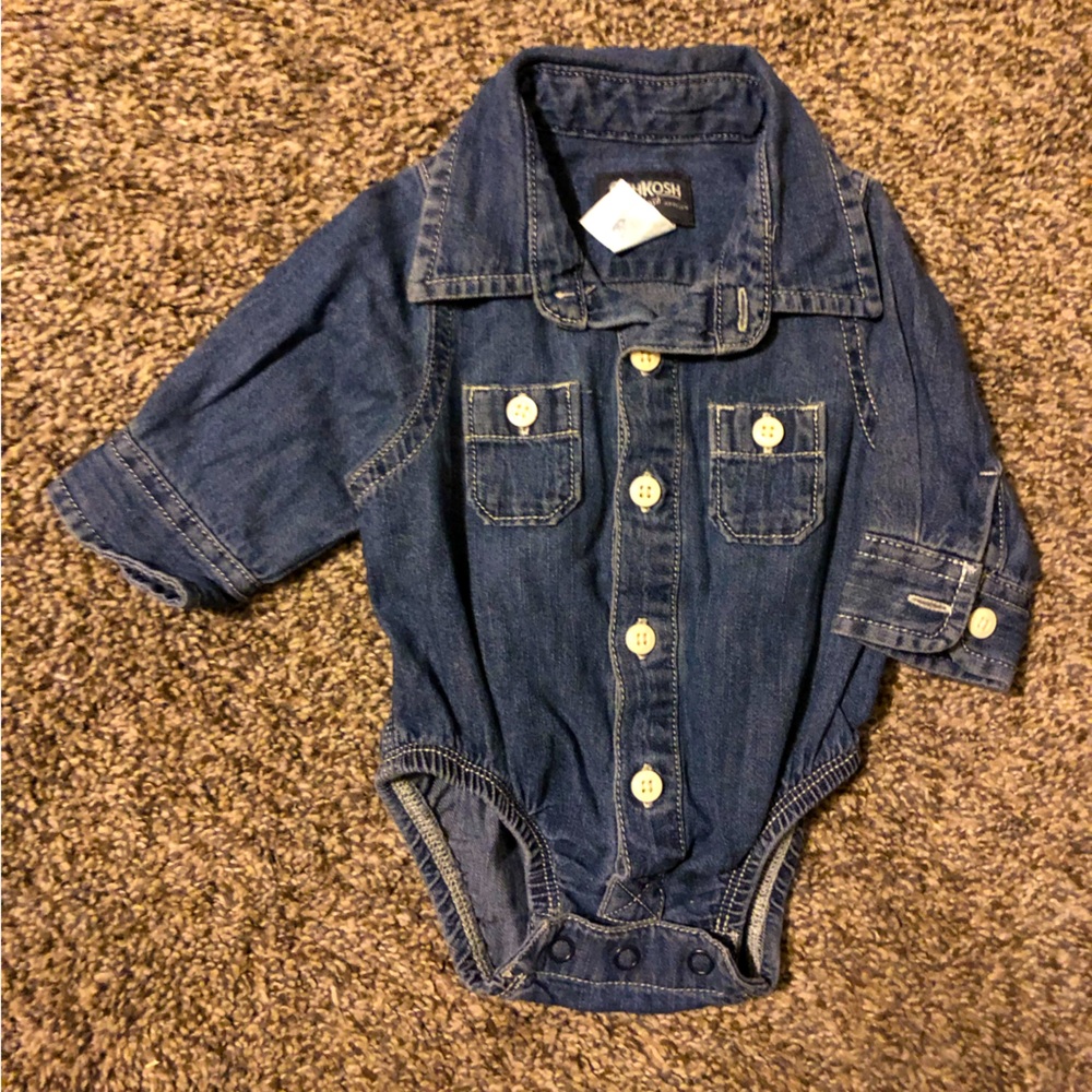 Oshkosh jean button up onesies long sleeve